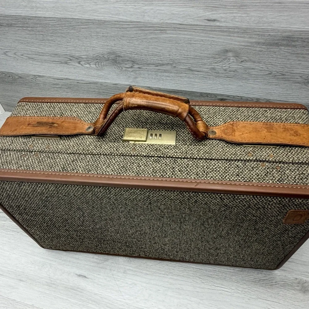 Vintage MCM Hartmann Tweed + Leather 2 Piece Luggage Set 22F005